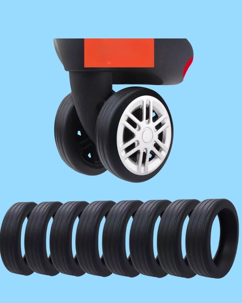 Gomas Protectoras para Ruedas de Maleta Kit de 8 Piezas Negras
