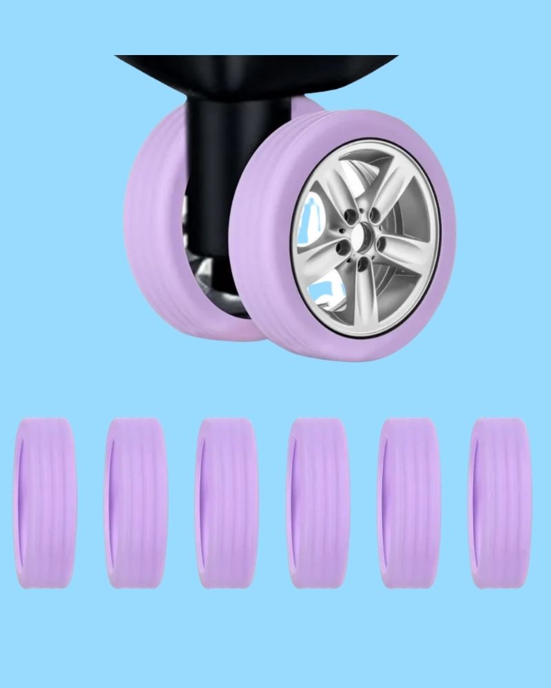 Gomas Protectoras para Ruedas de Maleta Kit de 8 Piezas Lila