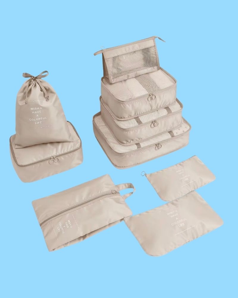 Set Organizadores de Equipaje 9 piezas color Beige