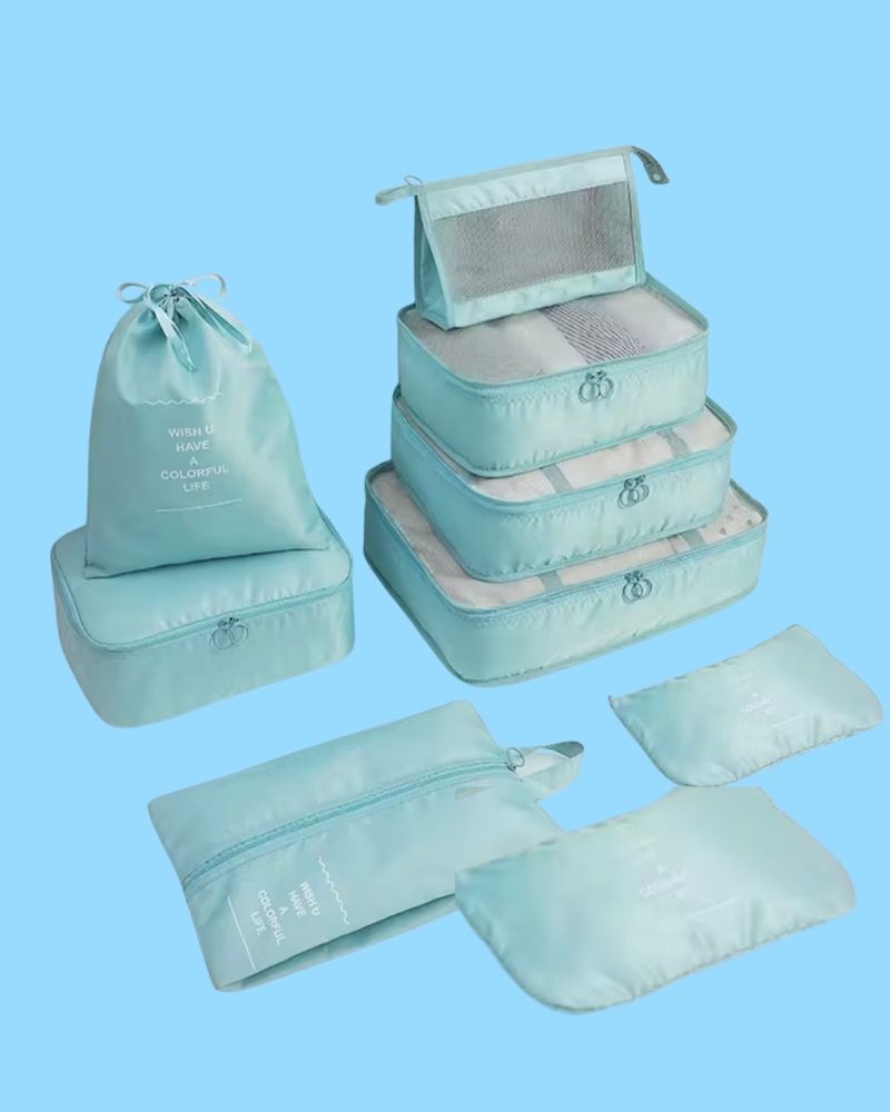 Set Organizadores de Equipaje 9 piezas color Tiffany